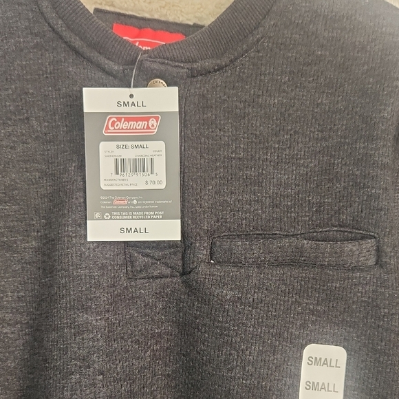 Coleman Gray Henley Sweatshirt Soft Thermal Fabric - Picture 3 of 6